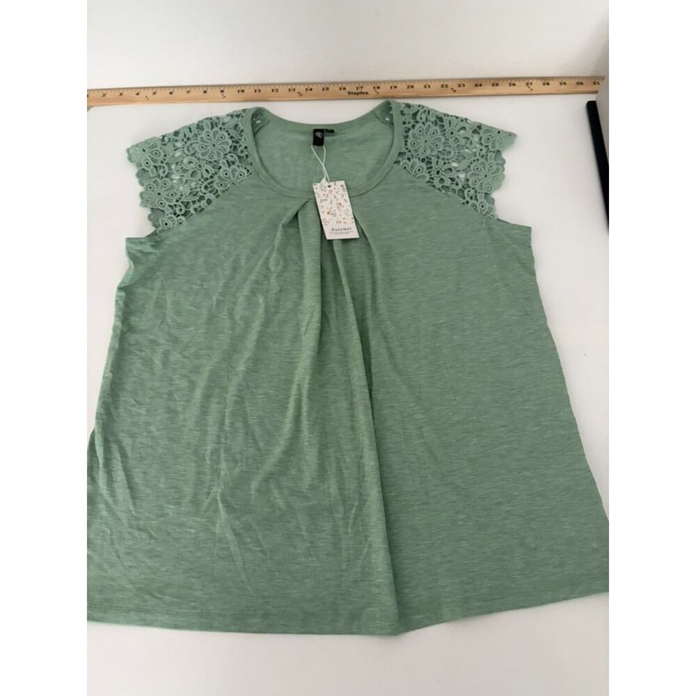 Automet lace sleeve top XL green